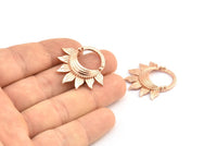 Rose Gold Flower Pendant, 1 Rose Gold Plated Brass Elegant Semi Flower Findings, Earrings (30x29x4mm) E244 Q0513