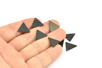 Black Triangle Charm, 50 Oxidized Brass Black Triangle Charms With 1 Hole (12x14mm) A0013