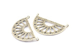 Ethnic Sun Pendant, 2 Antique Silver Plated Brass Semi Circle Pendant With 2 Loops (38x22x1mm) BS 1944 H1346
