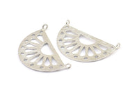 Ethnic Sun Pendant, 2 Silver Tone Semi Circle Pendant With 2 Loops (38x22x1mm) BS 1944