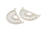 Ethnic Sun Pendant, 2 Silver Tone Semi Circle Pendant With 2 Loops (38x22x1mm) BS 1944
