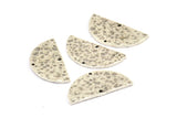 Hammered Half Moon, 2 Hammered Antique Silver Plated Brass Semi Circle Blanks with 2 Holes (30x15x1.2mm) N0340 H0004