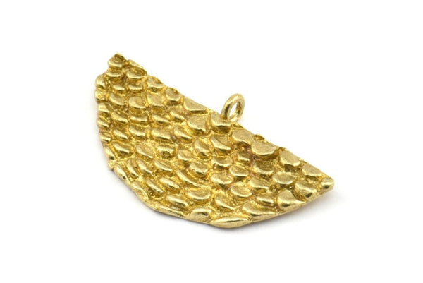 Brass Half Moon, 3 Raw Brass Mermaid Semi Circle Pendants With 1 Loop (31x14x1.8mm) E269