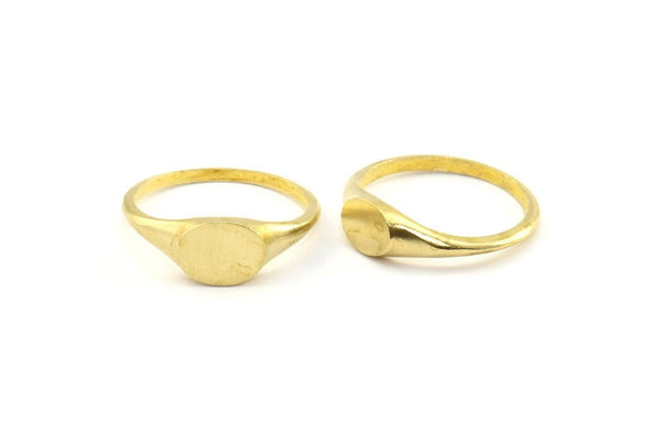 Brass Oval Ring, 8 Raw Brass Ring Oval Settings (18mm) E265