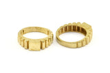 Brass Rectangle Ring, 3 Raw Brass Textured Ring Rectangle Settings (19mm) E263