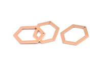 Hexagon Choker Charm, 3 Rose Gold Plated Brass Hexagon Charms With 1 Hole, Pendants, Findings (26.5x19x1mm) E018 Q0529