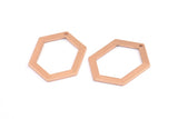 Hexagon Choker Charm, 3 Rose Gold Plated Brass Hexagon Charms With 1 Hole, Pendants, Findings (26.5x19x1mm) E018 Q0529