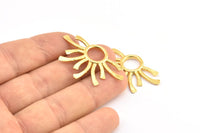 Gold Sun Pendant, 1 Gold Plated Brass Sun Pendants (37.5x24.5x2mm) E206 Q0530
