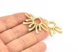 Gold Sun Pendant, 1 Gold Plated Brass Sun Pendants (37.5x24.5x2mm) E206 Q0530