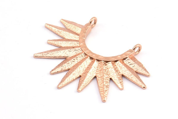 Gül Altın Sunny Kolye, 2 Halka, Bulgular, Tılsımlar ile 1 Gül Altın Kaplama Pirinç Sunny Etnik Kolye (40,5x38x2,6 mm) E207 Q0531