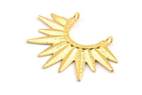 Gold Sunny Pendant, 1 Gold Plated Brass Sunny Ethnic Pendants With 2 Loops, Findings, Charms (40.5x38x2.6mm) E207 Q0531