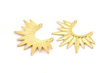 Gold Sunny Pendant, 1 Gold Plated Brass Sunny Ethnic Pendants With 2 Loops, Findings, Charms (40.5x38x2.6mm) E207 Q0531