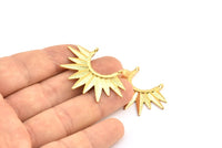Gold Sunny Pendant, 1 Gold Plated Brass Sunny Ethnic Pendants With 2 Loops, Findings, Charms (40.5x38x2.6mm) E207 Q0531