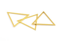 Gold Triangle Charm, 2 Gold Plated Brass Triangles (39x35x1mm) E079 Q0536