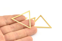 Gold Triangle Charm, 2 Gold Plated Brass Triangles (39x35x1mm) E079 Q0536