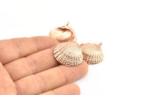 Gül Altın Kabuk Charm, 1 Halkalı Gül Altın Kaplama Pirinç Deniz Kabuğu Charm, Kolye Uçları, Charmlar, Bulgular (27x24,5 mm) E284 Q0538