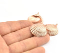 Gül Altın Kabuk Charm, 1 Halkalı Gül Altın Kaplama Pirinç Deniz Kabuğu Charm, Kolye Uçları, Charmlar, Bulgular (27x24,5 mm) E284 Q0538