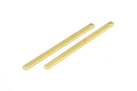 Tiny Bar Pendant, 24 Raw Brass Necklace Bars With 1 Hole (35x2.5x0.80mm) E393