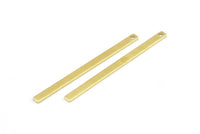 Tiny Bar Pendant, 24 Raw Brass Necklace Bars With 1 Hole (40x2.5x0.80mm) E396