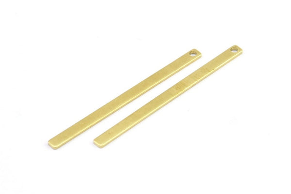 Tiny Bar Pendant, 24 Raw Brass Necklace Bars With 1 Hole (40x2.5x0.80mm) E396