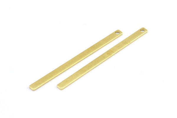 Tiny Bar Pendant, 24 Raw Brass Necklace Bars With 1 Hole (35x2.5x0.80mm) E393