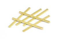 Tiny Bar Pendant, 24 Raw Brass Necklace Bars With 1 Hole (40x2.5x0.80mm) E396