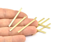 Tiny Bar Pendant, 24 Raw Brass Necklace Bars With 1 Hole (40x2.5x0.80mm) E396