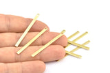 Tiny Bar Pendant, 24 Raw Brass Necklace Bars With 1 Hole (40x2.5x0.80mm) E396