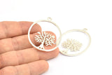 Silver Tree Charm, 1 - 925 Sterling Silver Plated Brass Tree Charms With 1 Loop, Pendant, Findings (45x34x1.2mm) BS 2044
