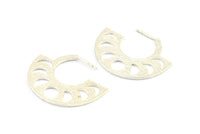 Moon Phases Earring, 2 - 925K Sterling Plated Brass Semi Circle Earrings, Earring Findings (38x30x1.2mm) BS 2069 H1683