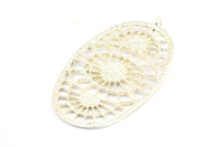 Silver Ethnic Pendant, 2 - 925 Sterling Silver Plated Brass Ethnic Pendants With 1 Loop, Earring Findings, Charms (45x25x1.1mm) E176