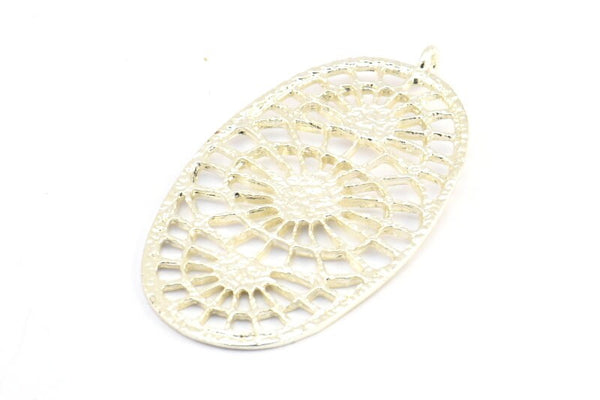 Silver Ethnic Pendant, 2 - 925 Sterling Silver Plated Brass Ethnic Pendants With 1 Loop, Earring Findings, Charms (45x25x1.1mm) E176