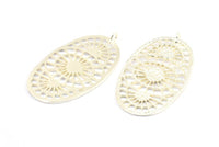 Silver Ethnic Pendant, 2 - 925 Sterling Silver Plated Brass Ethnic Pendants With 1 Loop, Earring Findings, Charms (45x25x1.1mm) E176