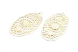 Silver Ethnic Pendant, 2 - 925 Sterling Silver Plated Brass Ethnic Pendants With 1 Loop, Earring Findings, Charms (45x25x1.1mm) E176