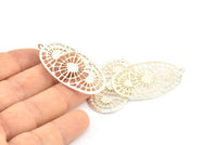 Silver Ethnic Pendant, 2 - 925 Sterling Silver Plated Brass Ethnic Pendants With 1 Loop, Earring Findings, Charms (45x25x1.1mm) E176
