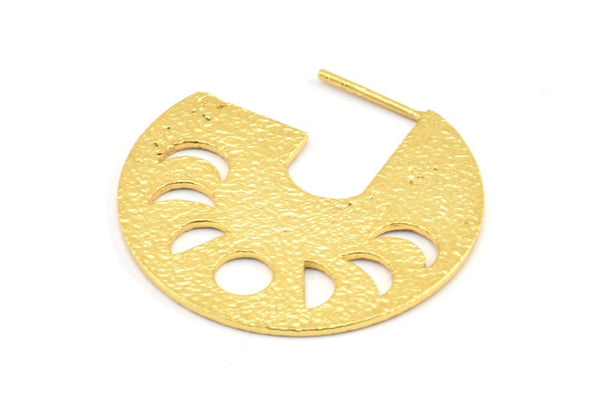 Ay Evreleri Küpe, 2 Altın Kaplama Pirinç Yarım Daire Küpe, Küpe Bulguları (34x33x1mm) E279