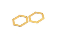 Hexagon Choker Charm, 3 Gold Plated Brass Hexagon Charms With 1 Hole, Pendants, Findings (26.5x19x1mm) E018 Q0529