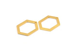Hexagon Choker Charm, 3 Gold Plated Brass Hexagon Charms With 1 Hole, Pendants, Findings (26.5x19x1mm) E018 Q0529