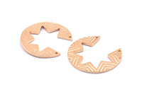 Gül Altın Hilal Kolye, 2 Delikli 1 Gül Altın Kaplama Pirinç Hilal Etnik Kolye, Bulgular, Tılsımlar (30x1,4 mm) U118 Q0430