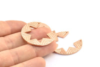 Gül Altın Hilal Kolye, 2 Delikli 1 Gül Altın Kaplama Pirinç Hilal Etnik Kolye, Bulgular, Tılsımlar (30x1,4 mm) U118 Q0430