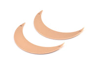 Rose Gold Crescent Charm, 2 Rose Gold Plated Brass Moons with 2 Holes (44x11x0.80mm) Moon18 Q0279