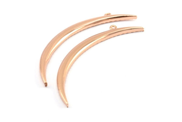 Hilal Kolye Bulma, 1 Gül Altın Kaplama Pirinç Dokulu Geniş Hilal Kolye Ucu, 1 Döngü (68x4,8x2,7 mm) N0172 Q0403