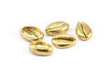 Brass Shell Finding, 4 Raw Brass Cowrie Shell Findings, Pendants, Charms, Earrings, Beads 16-23MM  E276