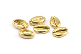 Brass Shell Finding, 4 Raw Brass Cowrie Shell Findings, Pendants, Charms, Earrings, Beads 16-23MM  E276