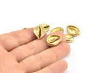 Brass Shell Finding, 4 Raw Brass Cowrie Shell Findings, Pendants, Charms, Earrings, Beads  13-18MM E274
