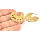 Moon Phases Earring, 2 Raw Brass Semi Circle Earrings, Earring Findings (34x33x1mm) E279