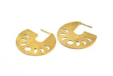 Moon Phases Earring, 2 Raw Brass Semi Circle Earrings, Earring Findings (34x33x1mm) E279