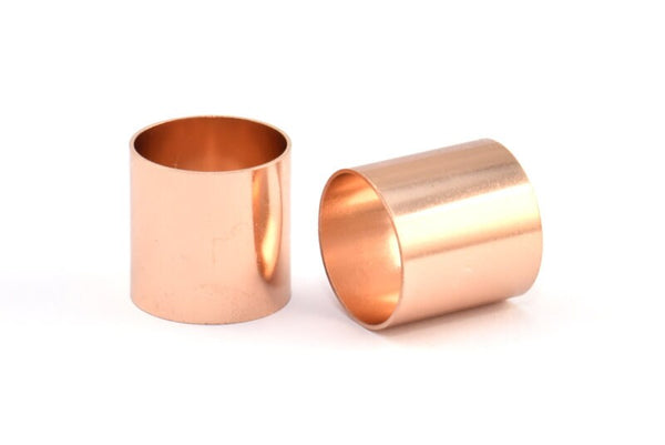 Rose Gold Tube Beads, 2 Rose Gold Plated Brass Tubes, Beads (17x17mm) BS 1502 Q0290