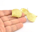 Brass Shell Earring, 2 Raw Brass Sea Shell Earring with 1 Loop, Charms, Findings (29x34mm) E283