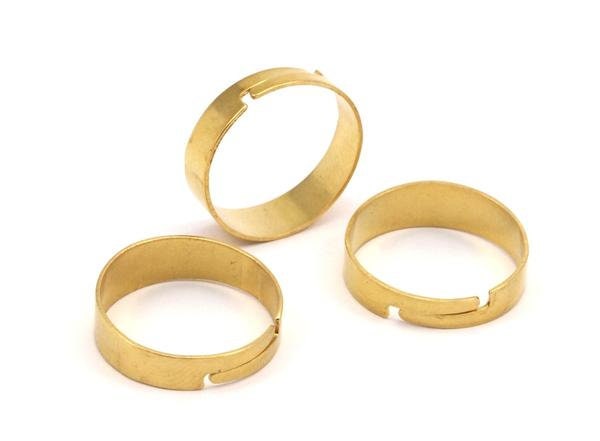Brass Adjustable Ring - 24 Raw Brass Adjustable Rings - (18mm) Mn94